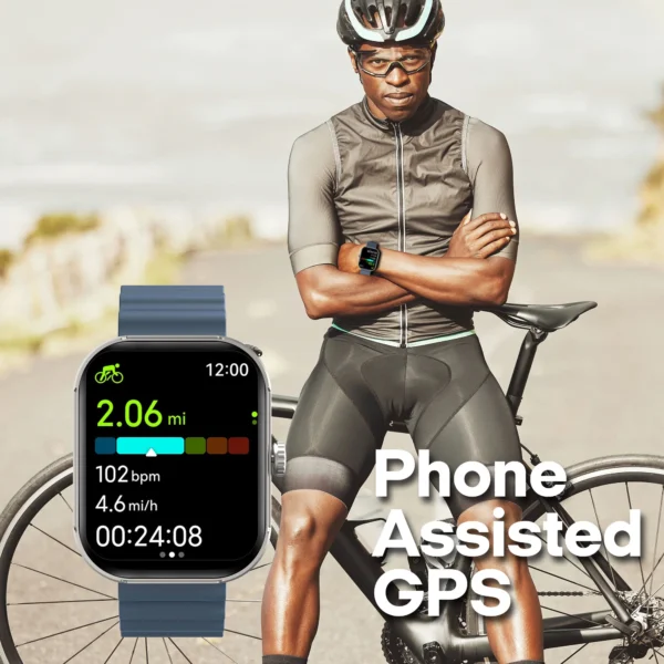 3Plus MEGA Smart Watch with 2.02" AMOLED Display/Answer and Make Calls/Sleep Monitoring/Heart Rate/100+ Workout Modes/Quick Response/iPhone and Android