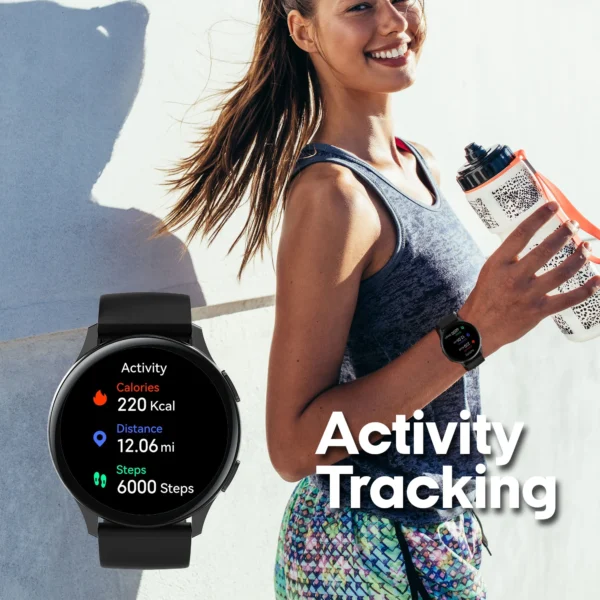 3Plus Callie Smart Watch with 1.43" Round Amoled Screen/Answer and Make Calls/Sleep Monitoring/Heart Rate/IP68 Waterproof/100 Workout Modes/Quick Response/iPhone and Android