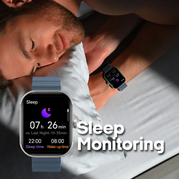 3Plus MEGA Smart Watch with 2.02" AMOLED Display/Answer and Make Calls/Sleep Monitoring/Heart Rate/100+ Workout Modes/Quick Response/iPhone and Android