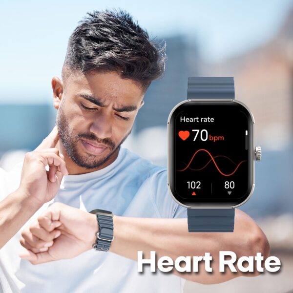 3Plus MEGA Smart Watch with 2.02" AMOLED Display/Answer and Make Calls/Sleep Monitoring/Heart Rate/100+ Workout Modes/Quick Response/iPhone and Android