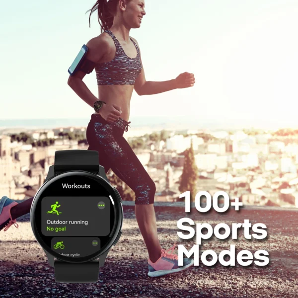 3Plus Callie Smart Watch with 1.43" Round Amoled Screen/Answer and Make Calls/Sleep Monitoring/Heart Rate/IP68 Waterproof/100 Workout Modes/Quick Response/iPhone and Android