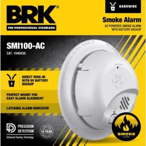 BRK Wired W/ Battery Backup Ionization Smoke Detector