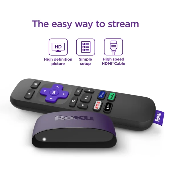 Roku LE HD Streaming Media Player with High Speed ​​HDMI Cable and Simple Remote Control