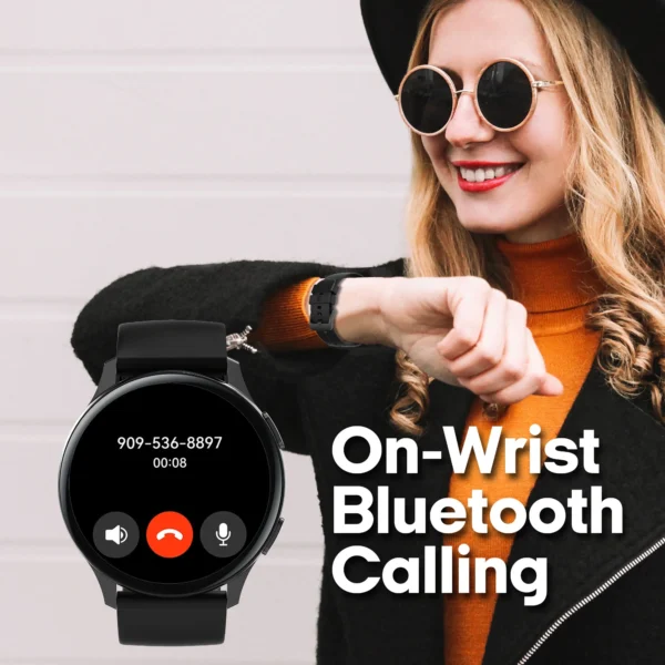 3Plus Callie Smart Watch with 1.43" Round Amoled Screen/Answer and Make Calls/Sleep Monitoring/Heart Rate/IP68 Waterproof/100 Workout Modes/Quick Response/iPhone and Android